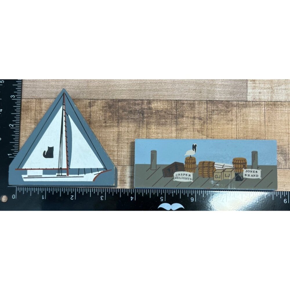 Wooden Sailboat Shelf Decor By The Cats Meow Village